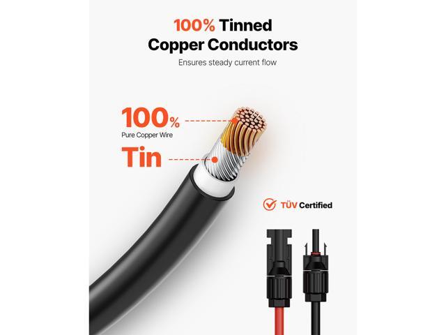 30FT Solar Panel Extension Cable, 10AWG Solar Extension Cable Wire with Female & Male Waterproof Connectors, 6mm² PV Cable for Home, Ship and RV...