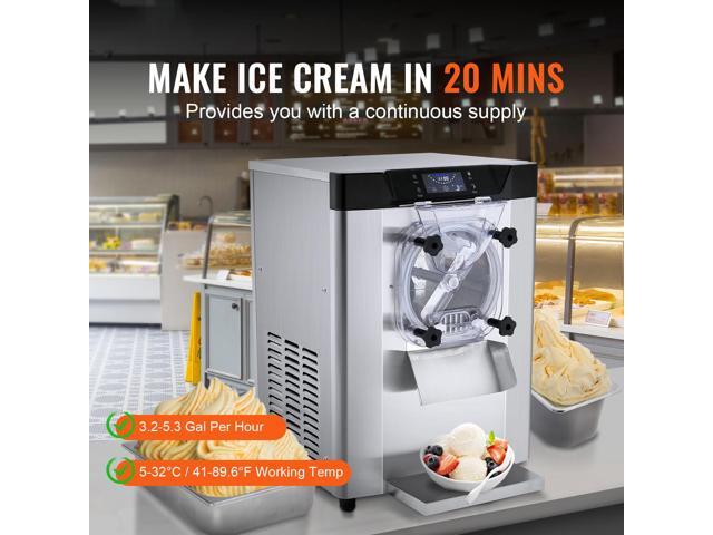 Commercial Ice Cream Machine, 12 L/H Yield, 1713W Single Flavor Countertop Hard Serve Ice Cream Maker, 4.5L Stainless Steel Cylinder, LED Panel...