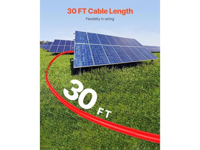30FT Solar Panel Extension Cable, 10AWG Solar Extension Cable Wire with Female & Male Waterproof Connectors, 6mm² PV Cable for Home, Ship and RV...