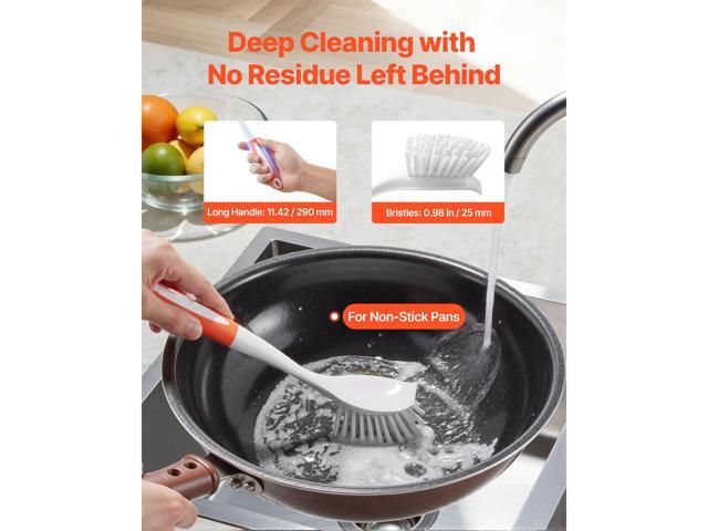 Dish Brush, 4 Pack Kitchen Scrub Brushes with PP Handle, Dish Cleaning Brushes with Curved Bristles, Ideal for Pots, Pans, Sink and Stove, 2 Gray +...