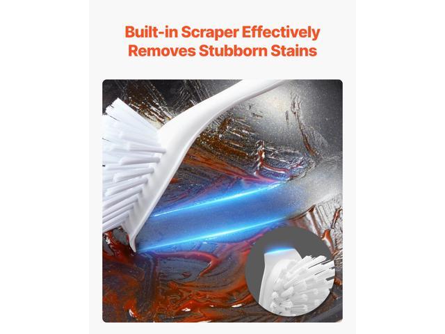 Dish Brush, 4 Pack Kitchen Scrub Brushes with PP Handle, Dish Cleaning Brushes with Curved Bristles, Ideal for Pots, Pans, Sink and Stove, 2 Gray +...