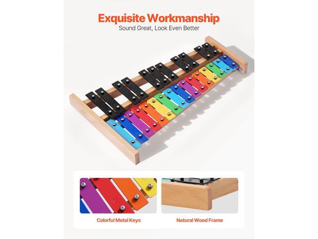 Glockenspiel Xylophone, 27 Notes, Professional Xylophone Percussion Instrument, with Colorful Metal Keys, Includes 4 Mallets, Carrying Bag,...