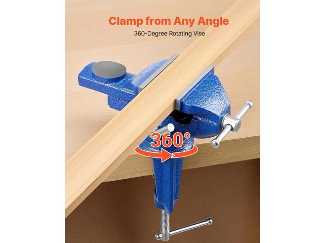 VEVOR Bench Vise, 3 Inch, Portable Workbench Vice with 360° Swivel Base, Quick Release Rotating Bench Clamp, Raised Base, Cast Iron Construction,...