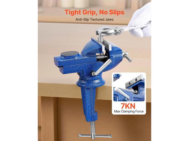 VEVOR Bench Vise, 3 Inch, Portable Workbench Vice with 360° Swivel Base, Quick Release Rotating Bench Clamp, Raised Base, Cast Iron Construction,...