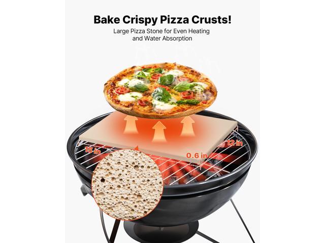 Pizza Stone, 15 x 12 in Rectangular Cordierite Pizza Stone, Extra Large Baking-Stone with Scraper, 0.6 in Thick Heat-Resistant Cordierite, for...
