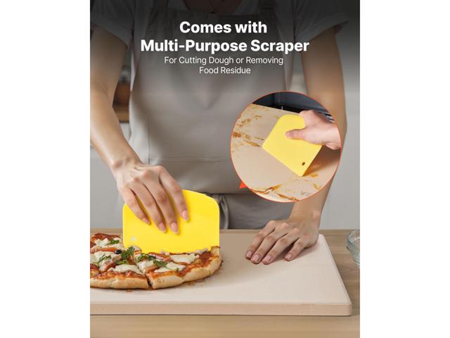 Pizza Stone, 15 x 12 in Rectangular Cordierite Pizza Stone, Extra Large Baking-Stone with Scraper, 0.6 in Thick Heat-Resistant Cordierite, for...