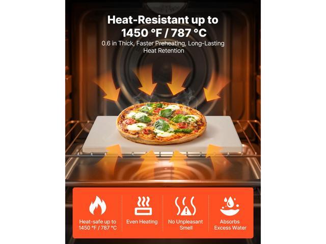 Pizza Stone, 15 x 12 in Rectangular Cordierite Pizza Stone, Extra Large Baking-Stone with Scraper, 0.6 in Thick Heat-Resistant Cordierite, for...