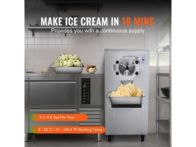 Commercial Ice Cream Machine, 20-25L/H Yield, 2400W 1-Flavor Hard Serve Ice Cream Maker, 8L Stainless Steel Cylinder, Digital Display Auto Clean...