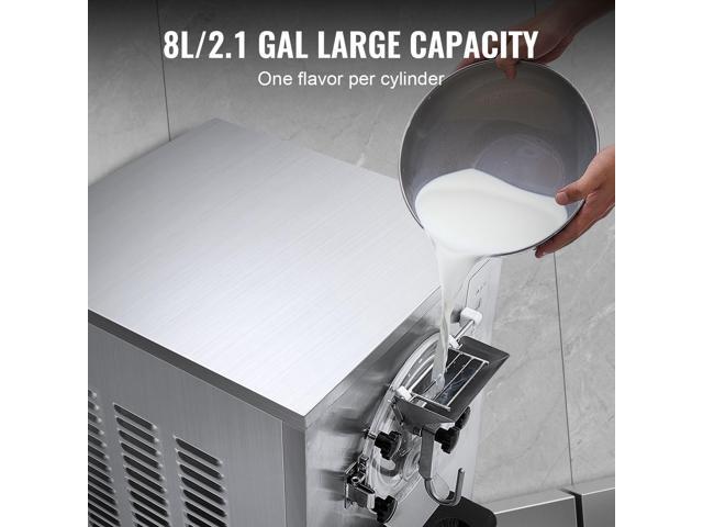 Commercial Ice Cream Machine, 20-25L/H Yield, 2400W 1-Flavor Hard Serve Ice Cream Maker, 8L Stainless Steel Cylinder, Digital Display Auto Clean...