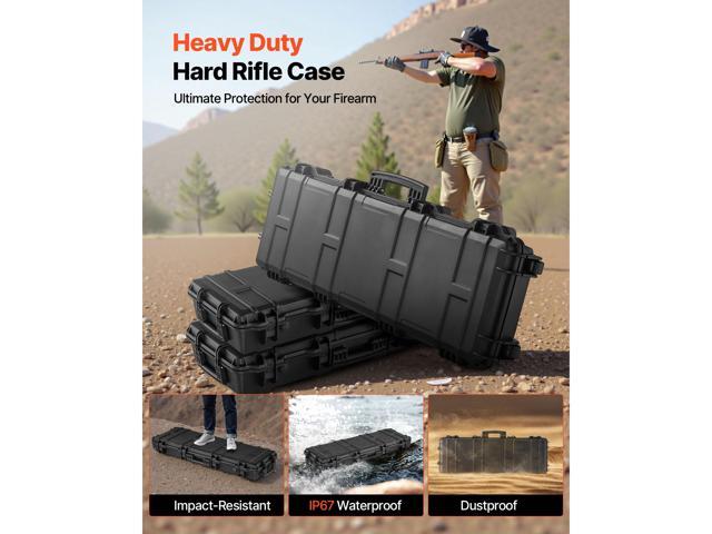 VEVOR Hard Rifle Case, Lockable Rifle Case with Pre-cut Foams, 40 in Gun Storage with Wheels, IP67 Waterproof & Dustproof Movable Large Pistol...