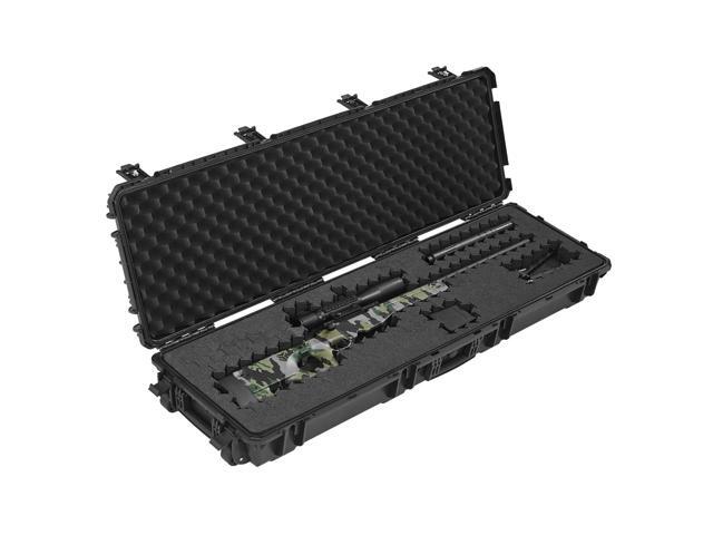 Hard Rifle Case, Lockable Rifle Case with Detachable XPE Foam, 50 in Gun Storage with Wheels, IP67 Waterproof & Dustproof Pistol Storage Cases for...