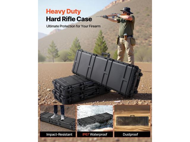Hard Rifle Case, Lockable Rifle Case with Detachable XPE Foam, 50 in Gun Storage with Wheels, IP67 Waterproof & Dustproof Pistol Storage Cases for...