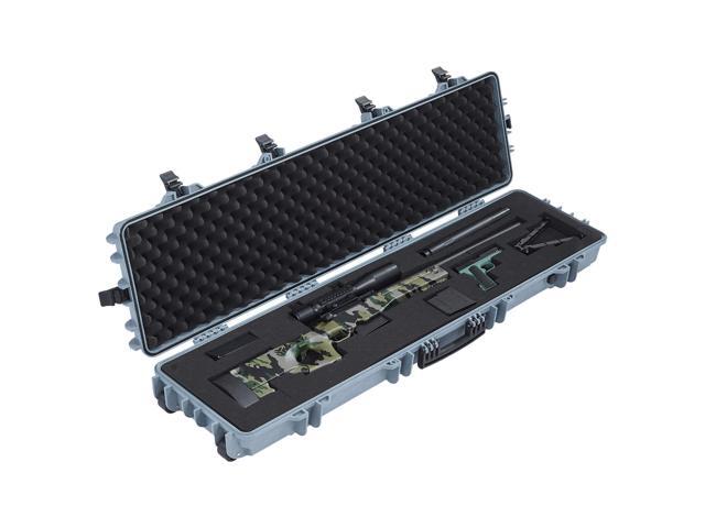 Hard Rifle Case, Lockable Rifle Case with Pre-cut Foams, 50 in Movable Gun Storage with Wheels, IP67 Waterproof & Dustproof Pistol Storage for...