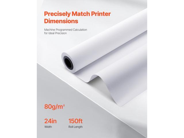 Wide Format Paper, 24 in x 150 ft Plotter Roll, 8 Rolls CAD Bond Rolls with 2 in Core, 20 LB Bond Paper Rolls, Ideal for CAD Drawings, Engineering...