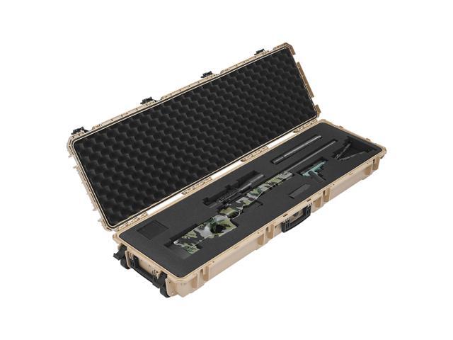 Hard Rifle Case, Lockable Rifle Case with Pre-cut Foams, 52 in Gun Storage with Wheels, Heavy Duty IP67 Waterproof & Dustproof Pistol Storage Cases...