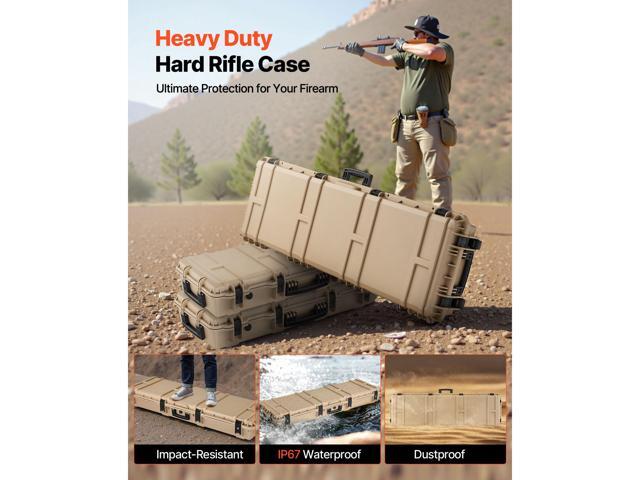Hard Rifle Case, Lockable Rifle Case with Pre-cut Foams, 52 in Gun Storage with Wheels, Heavy Duty IP67 Waterproof & Dustproof Pistol Storage Cases...