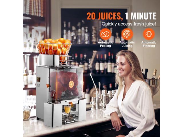 Commercial Orange Juicer Machine, 120W Automatic Feeding Juice Extractor, Stainless Steel Juice Extractor for 25 Oranges Per Minute, with Pull-Out...