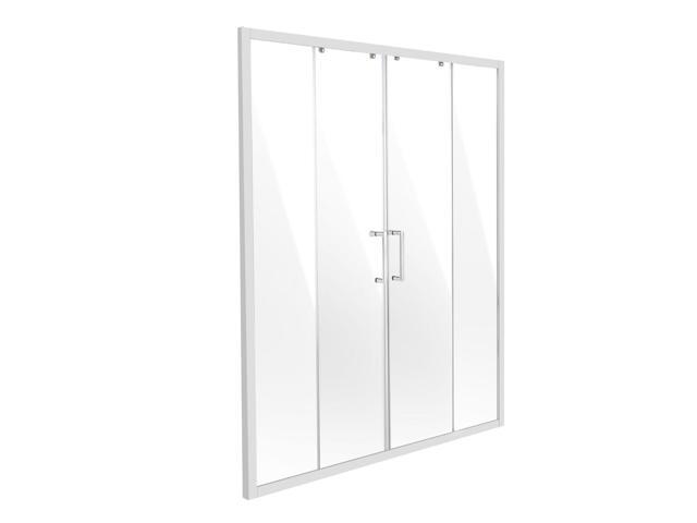 Semi-frameless Shower Door, 57.8-59 W x 70 H in, Double Sliding Glass Door with 1/4 in(6mm) Clear Tempered Glass, Waterproof Shatterproof NANO...