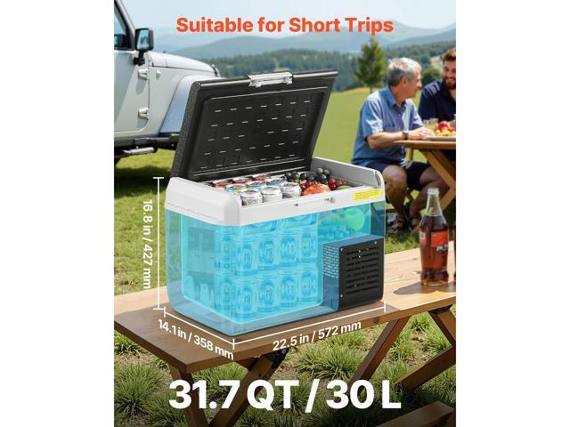 12 Volt Car Refrigerator, 31.7QT/30L Car Fridge, Portable Electric Cooler with -4~68 Adjustable Temperature, 12/24V DC and 100- 240V AC Compressor...
