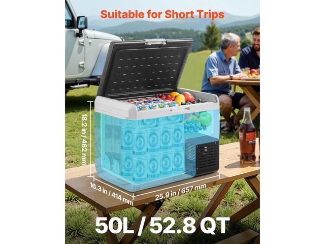 12 Volt Car Refrigerator, 52.8QT/50L Car Fridge, Portable Electric Cooler with -4~68 Adjustable Temperature, 12/24V DC and 100- 240V AC Compressor...