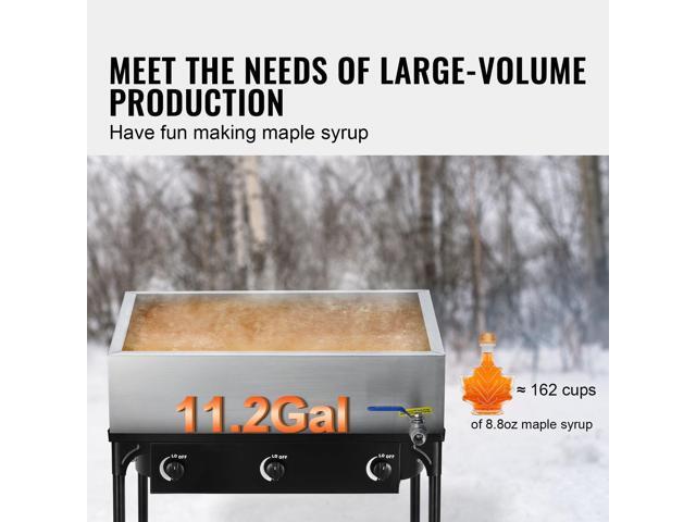 VEVOR Maple Syrup Evaporator Pan, 11.2 Gallon, 162 Cups of 8.8oz Maple Syrup, Flat Evaporator Pan with 1 Valve and 3 Heating Methods, 304 Stainless...