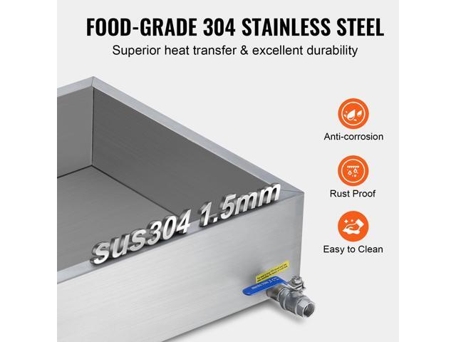 VEVOR Maple Syrup Evaporator Pan, 11.2 Gallon, 162 Cups of 8.8oz Maple Syrup, Flat Evaporator Pan with 1 Valve and 3 Heating Methods, 304 Stainless...