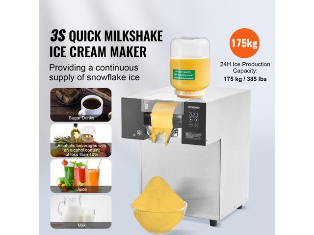Commercial Snowflake Ice Machine, 385LBS/24H Snowflake Ice Maker, Stainless Steel Ice Shaver Machine, Electric Snow Cone Maker, Liquid Cooling...