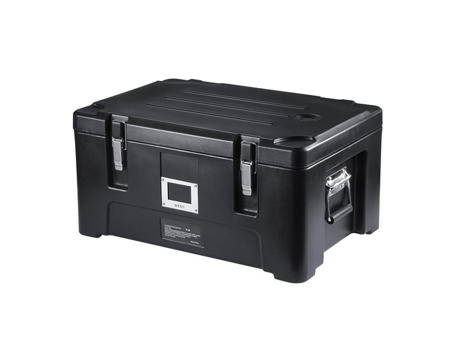 Insulated Food Pan Carrier, 36Qt Capacity, Stackable Catering Hot Box with 3 Stainless Steel Pans, Top Load LLDPE Food Warmer with Elastic Side...