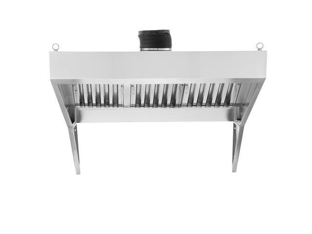 Commercial Exhaust Hood, 6FT Food Truck Hood Exhaust, 201 Stainless Steel Concession Trailer Hood with 3 Detachable U-shaped Grid Oil Filter Mesh,...