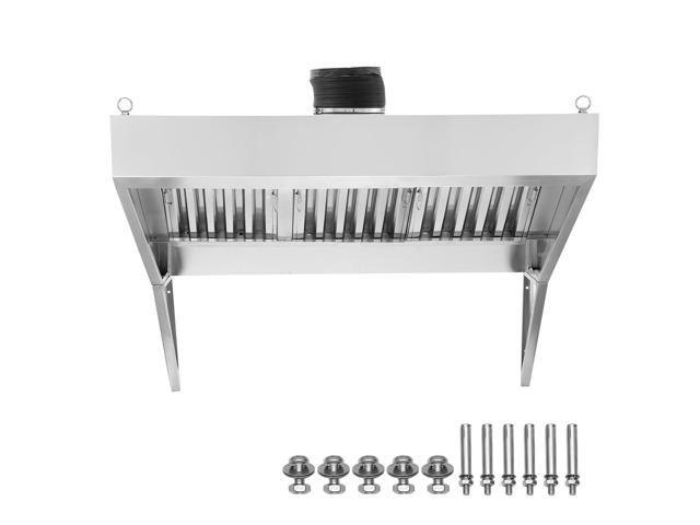 Commercial Exhaust Hood, 7FT Food Truck Hood Exhaust, 201 Stainless Steel Concession Trailer Hood with 3 Detachable U-shaped Grid Oil Filter Mesh,...