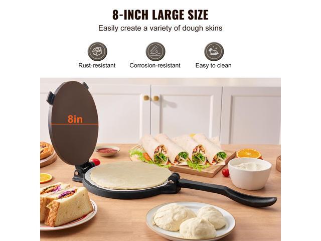 Tortilla Press, 8 Inch Tortilla and Roti Maker, Cast Iron Heavy Duty Tortilladora Press, Pre-Seasoned Pataconera Maker with 100 Pcs Parchment...