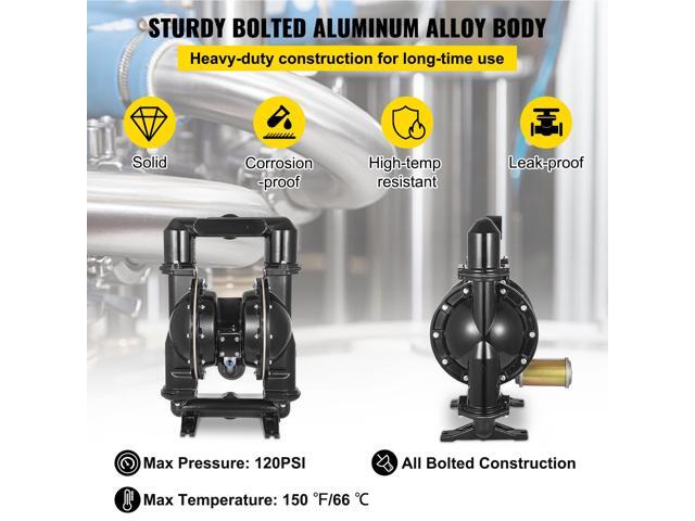 Air-Operated Double Diaphragm Pump, 2 inch Inlet & Outlet, Aluminum Alloy Body, 75 GPM & Max 120PSI, Nitrile Diaphragm Transfer Pump for Petroleum,...