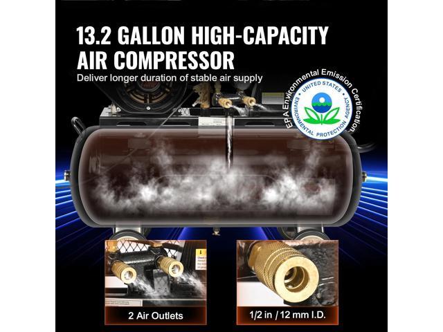 7HP Gas Powered Air Compressor, 13.2 Gallon Horizontal Air Compressor Tank, 9CFM@115PSI Gas Driven Piston Pump Air Compressed System with 115PSI...