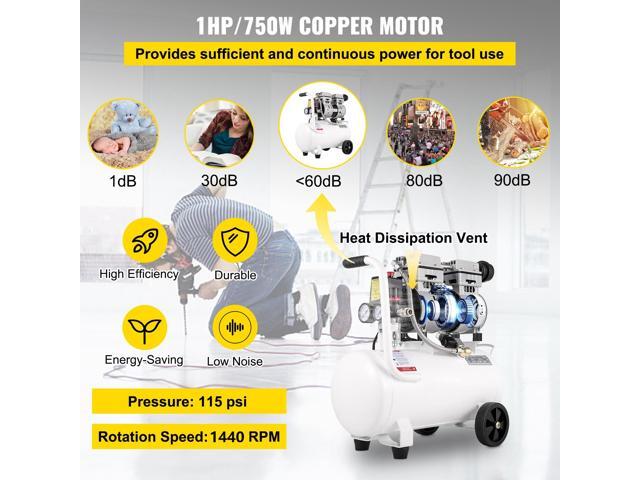 Air Compressor 6.6 Gallon, Portable Air Compressor 1 HP, Oil Free Air Compressor Steel Tank 750W, Pancake Air Compressor 115 PSI, Ultra Quiet...