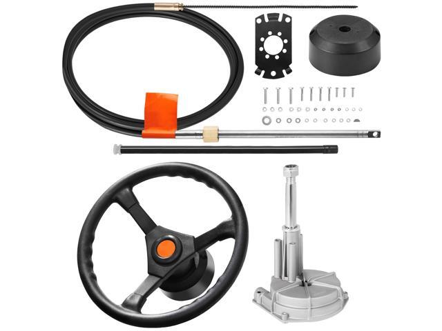 Outboard Steering System 16/' Outboard Steering Kit 16 Feet Boat Steering Cable with 13/' Wheel Durable Marine Steering System