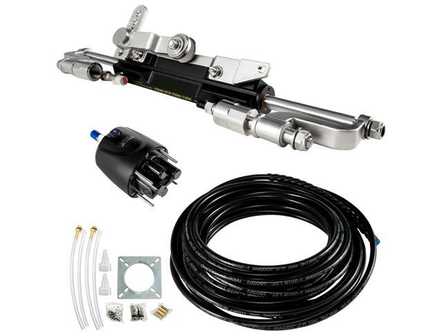 Hydraulic Steering Kit, 300HP Hydraulic Steering Compact Cylinder, Hydraulic Outboard Steering Kit with Helm Pump for Boat Marine Steering System