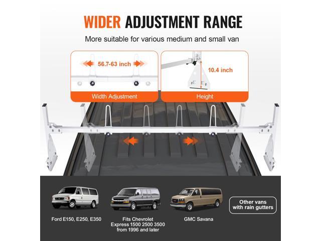 VEVOR Trailer Ladder Rack Van Roof Ladder Rack 800 lbs 56.7-63 inch Adjustable
