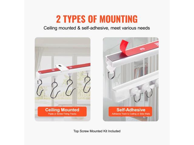 VEVOR Ceiling Curtain Track Set 9.9 FT/3 Meter Self Adhesive Room Divider White