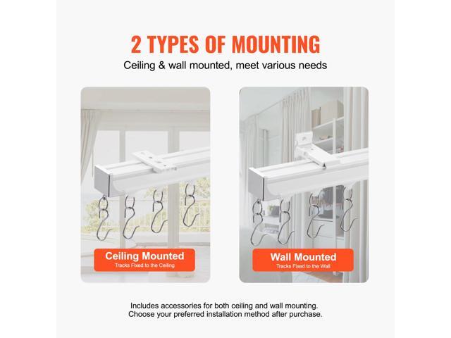 VEVOR Ceiling Curtain Track Set, 17.7 FT/5.4 Meter, Sliding Ceiling Track System for Curtains, Room Divider Curtain Track Ceiling/Wall Mounted for...