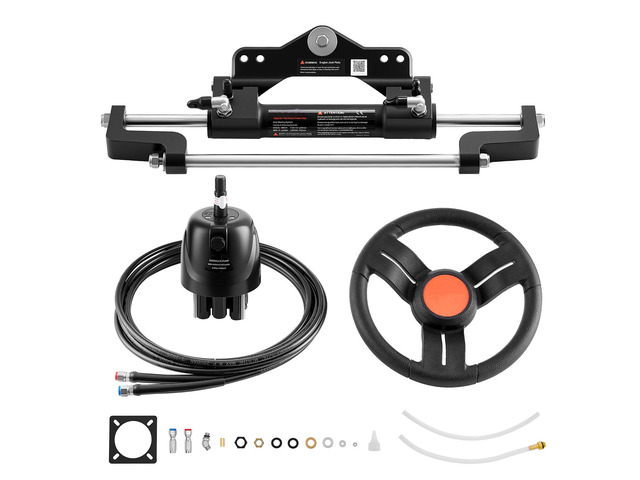 VEVOR Outboard Hydraulic Steering Kit, 200 HP, Marine Boat Hydraulic Steering System with 6.9 MPa Two-Way Lock Helm Pump, Cylinder, 2 PCS 26 ft...