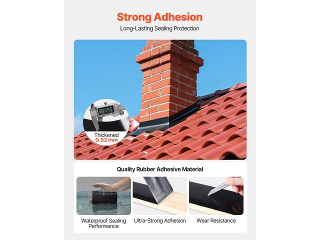 VEVOR Waterproof Patch and Seal Tape, 4 inch x 10 ft, Pack of 2, Weather-Resistant Waterproof Tape for Leaks and Repairs, Peel and Stick Easy...