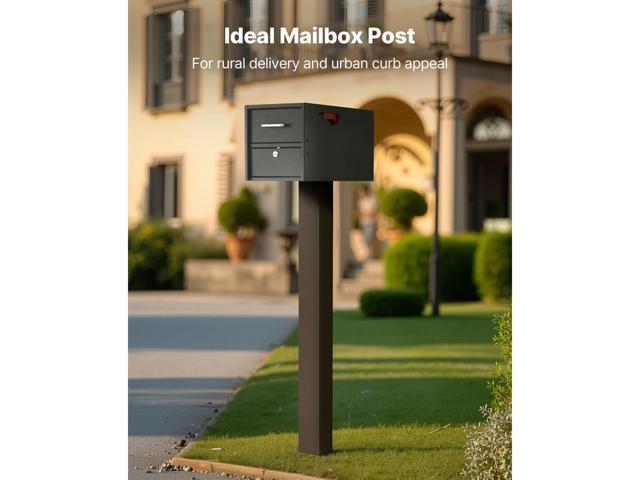 VEVOR Mailbox Post In-Ground Steel Mailbox Post Kit 43x4x4 in Rustproof Bronze