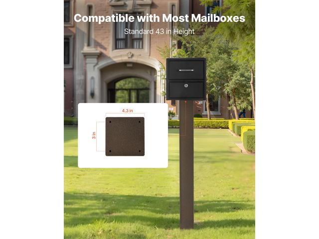 VEVOR Mailbox Post In-Ground Steel Mailbox Post Kit 43x4x4 in Rustproof Bronze