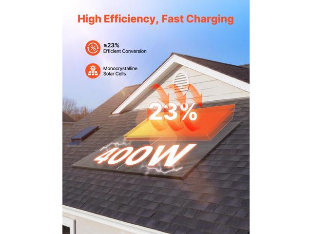 Vevor 2PCS 400W Monocrystalline Solar Panels, 23% High-Efficiency Mono PV Module with Stable MC4 Output & Aluminum Frame, IP65 Waterproof Solar...