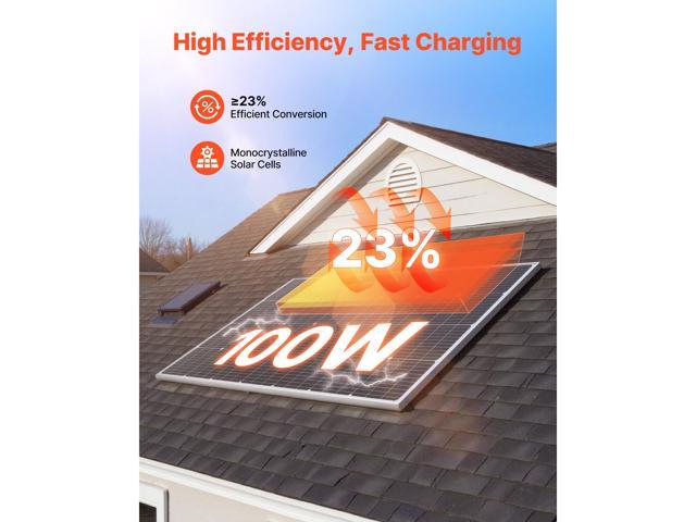 Vevor 4PCS 100W Monocrystalline Solar Panels, 23% High-Efficiency Mono PV Module with Stable MC4 Output & Aluminum Frame, IP65 Waterproof Solar...