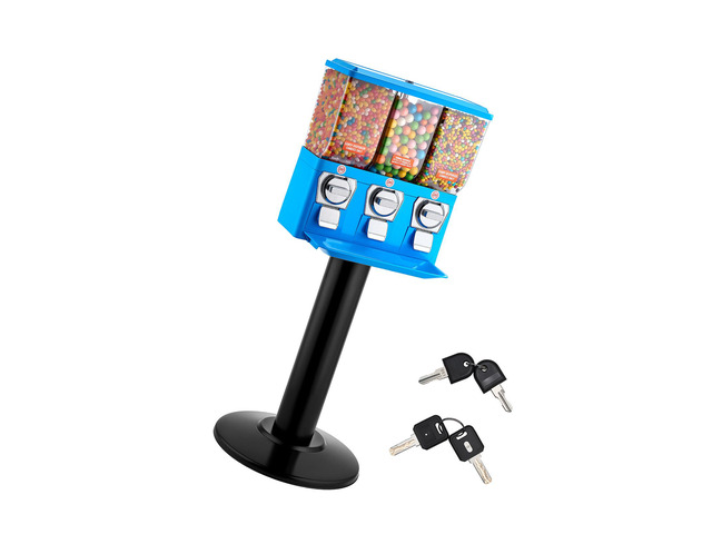 VEVOR Candy Vending Machine, Triple Compartment Candy Vending Machine with Stand, Gumball & Candies Vendings Machines with Built-In Cash Box,...