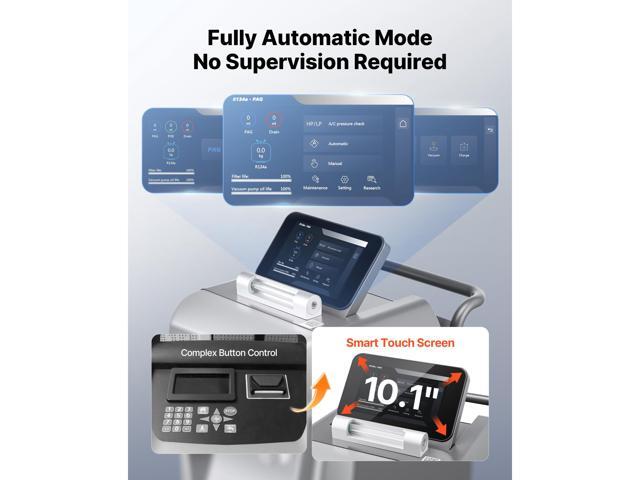 VEVOR Fully Automatic Refrigerant Recovery Machine for R134a, 98.5% Accuracy, 10.1-Inch Touch Screen, AC Recovery, Vacuum, Recharging and Flushing...