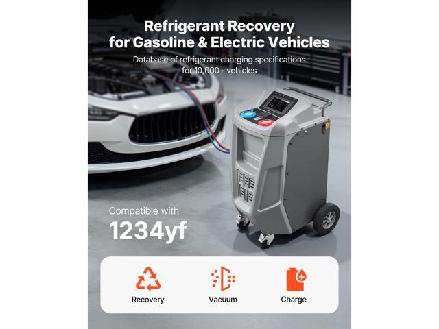 VEVOR Fully Automatic Refrigerant Recovery Machine for 1234yf, 98.5% Accuracy, 7-Inch Touch Screen, AC Recovery, Vacuum, and Recharging Machine for...