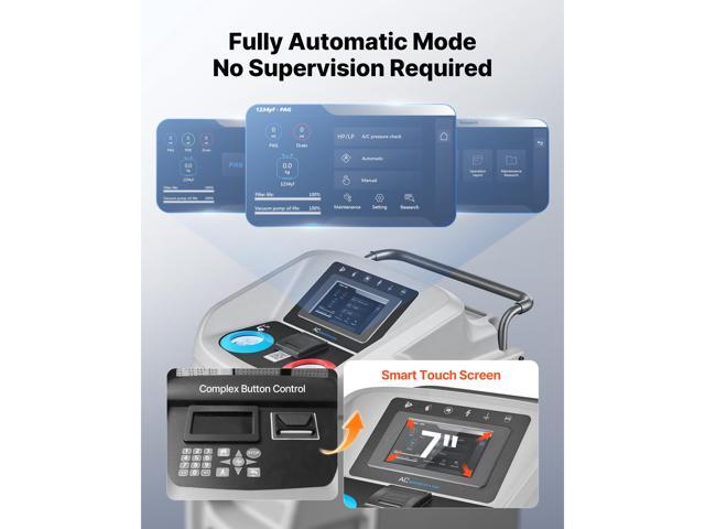 VEVOR Fully Automatic Refrigerant Recovery Machine for 1234yf, 98.5% Accuracy, 7-Inch Touch Screen, AC Recovery, Vacuum, and Recharging Machine for...