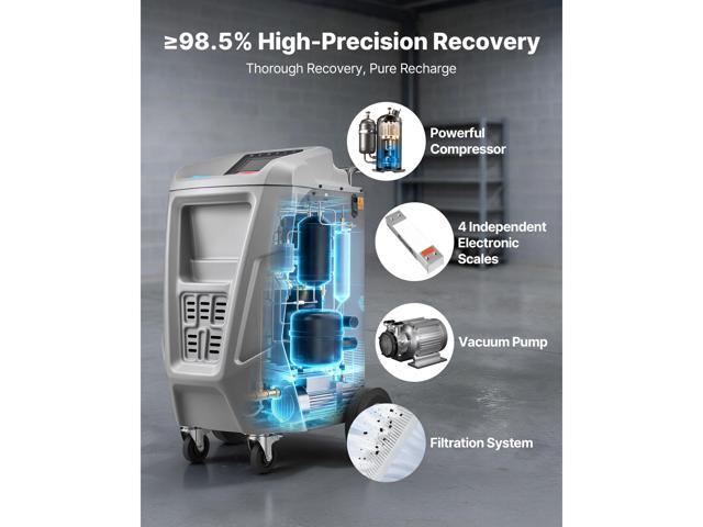 VEVOR Fully Automatic Refrigerant Recovery Machine for 1234yf, 98.5% Accuracy, 7-Inch Touch Screen, AC Recovery, Vacuum, and Recharging Machine for...